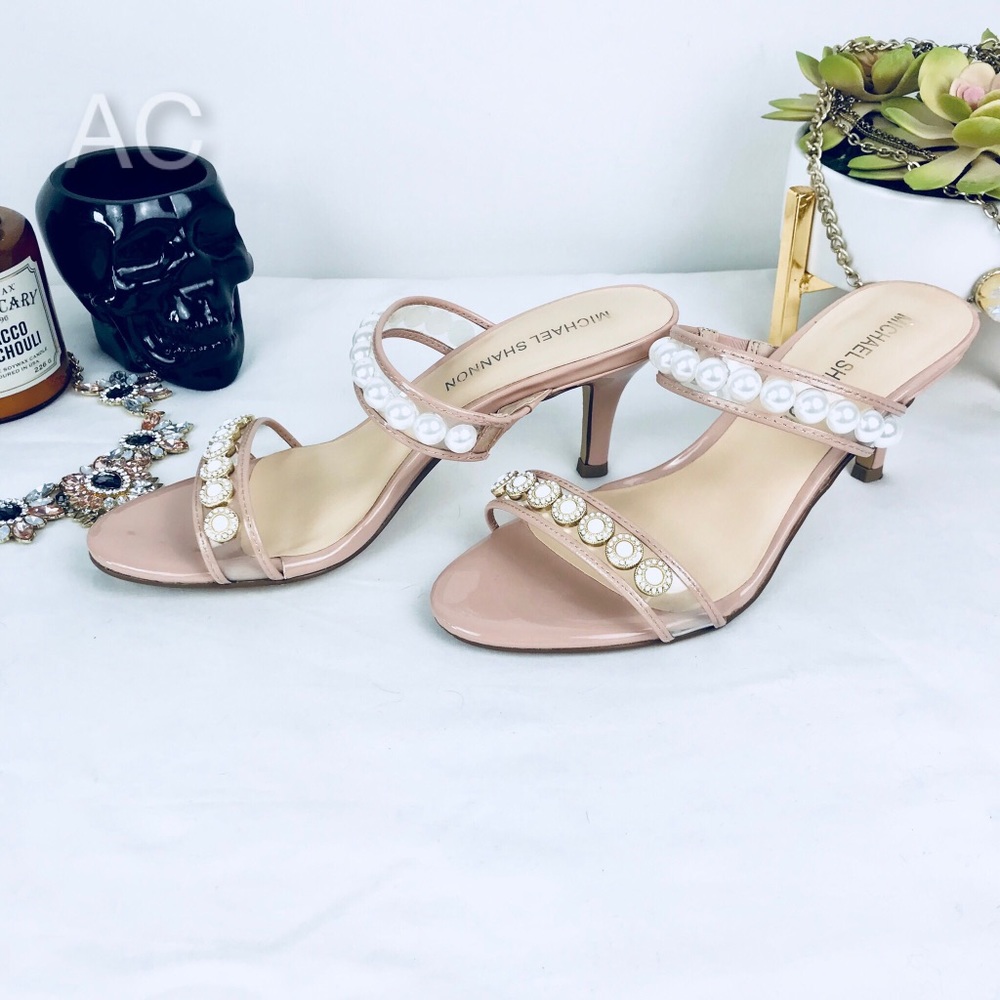 HP 🎉 Michael Shannon Pearl Embellished Pink Mules - Picture 5 of 8